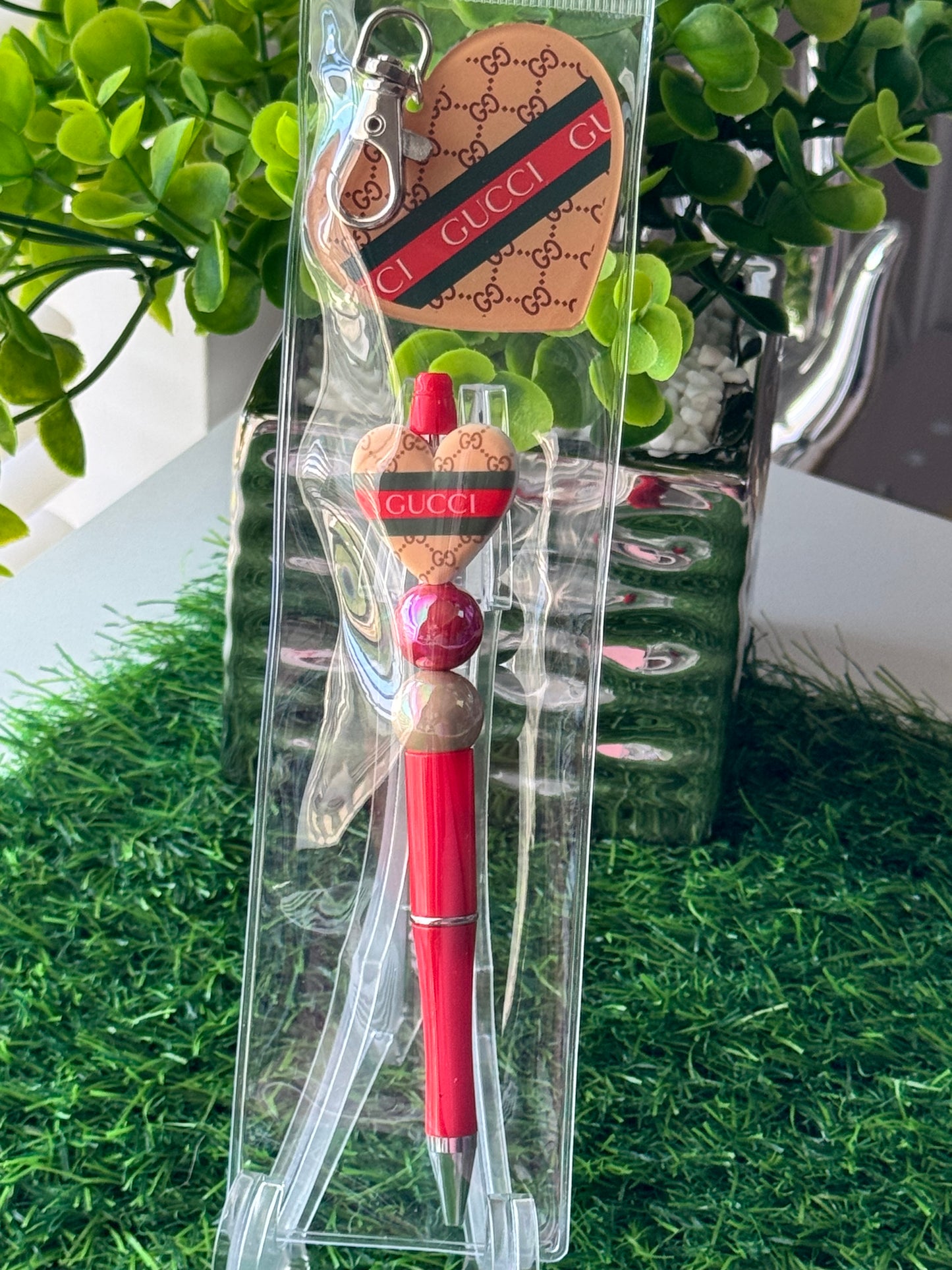 Beaded Pen + Matching Key Charm Set