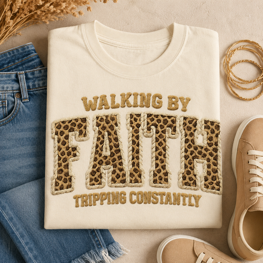 Walking by Faith, Tripping Constantly Comfort Colors® T-Shirt (AVAILABLE 8/24)