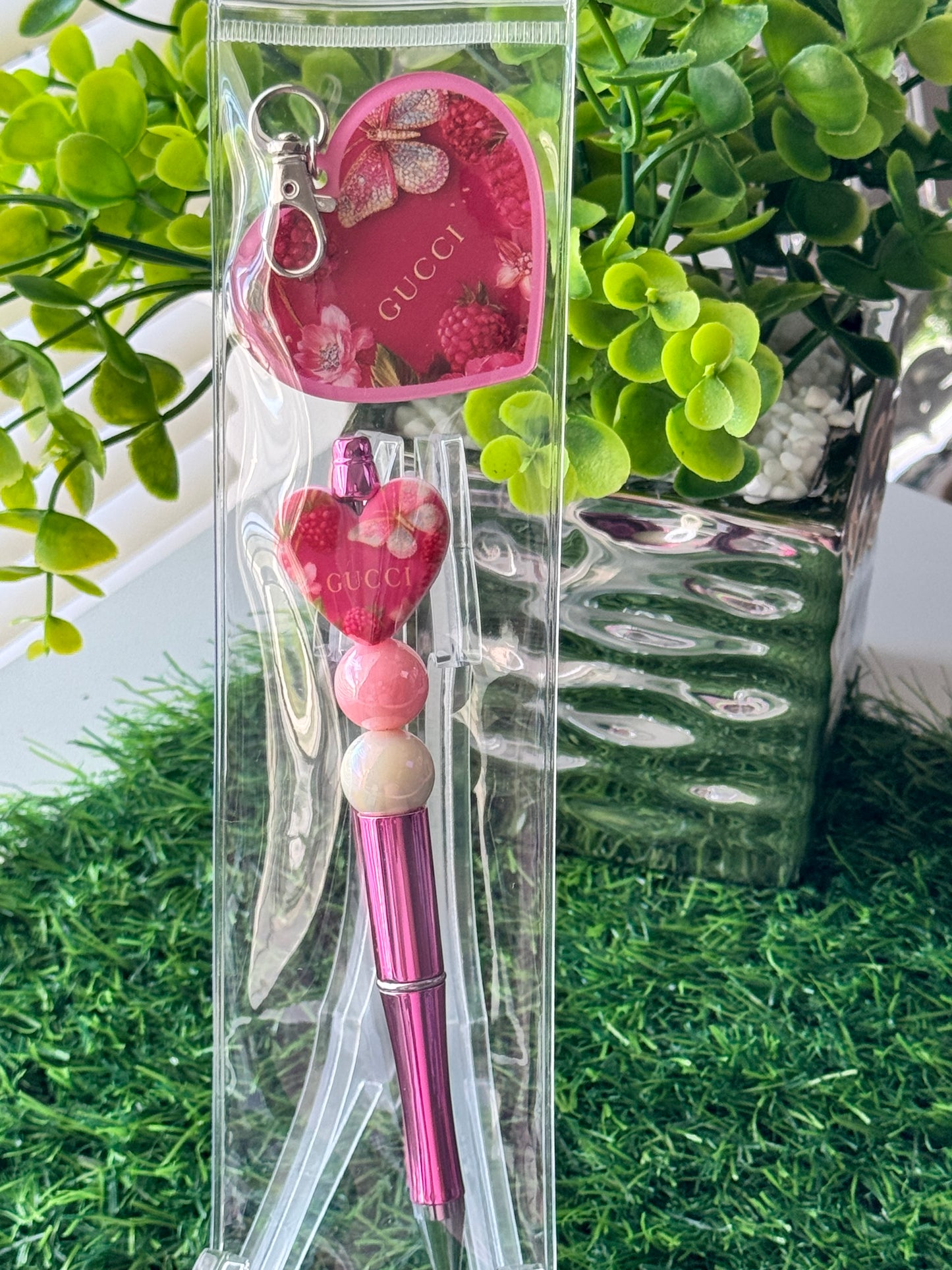 Beaded Pen + Matching Key Charm Set
