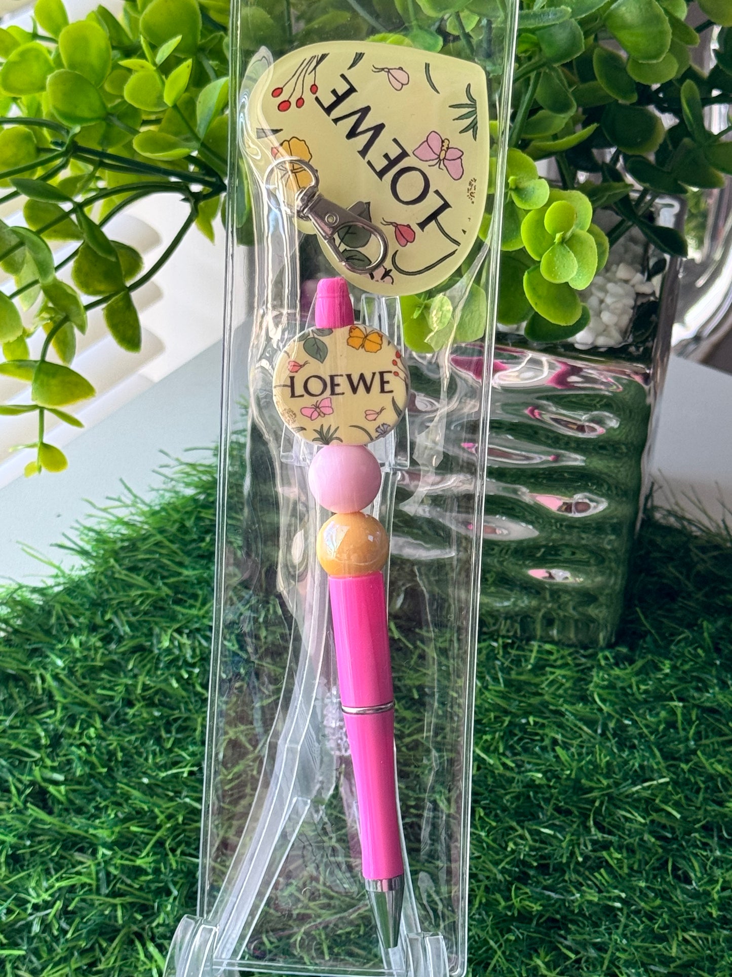 Beaded Pen + Matching Key Charm Set