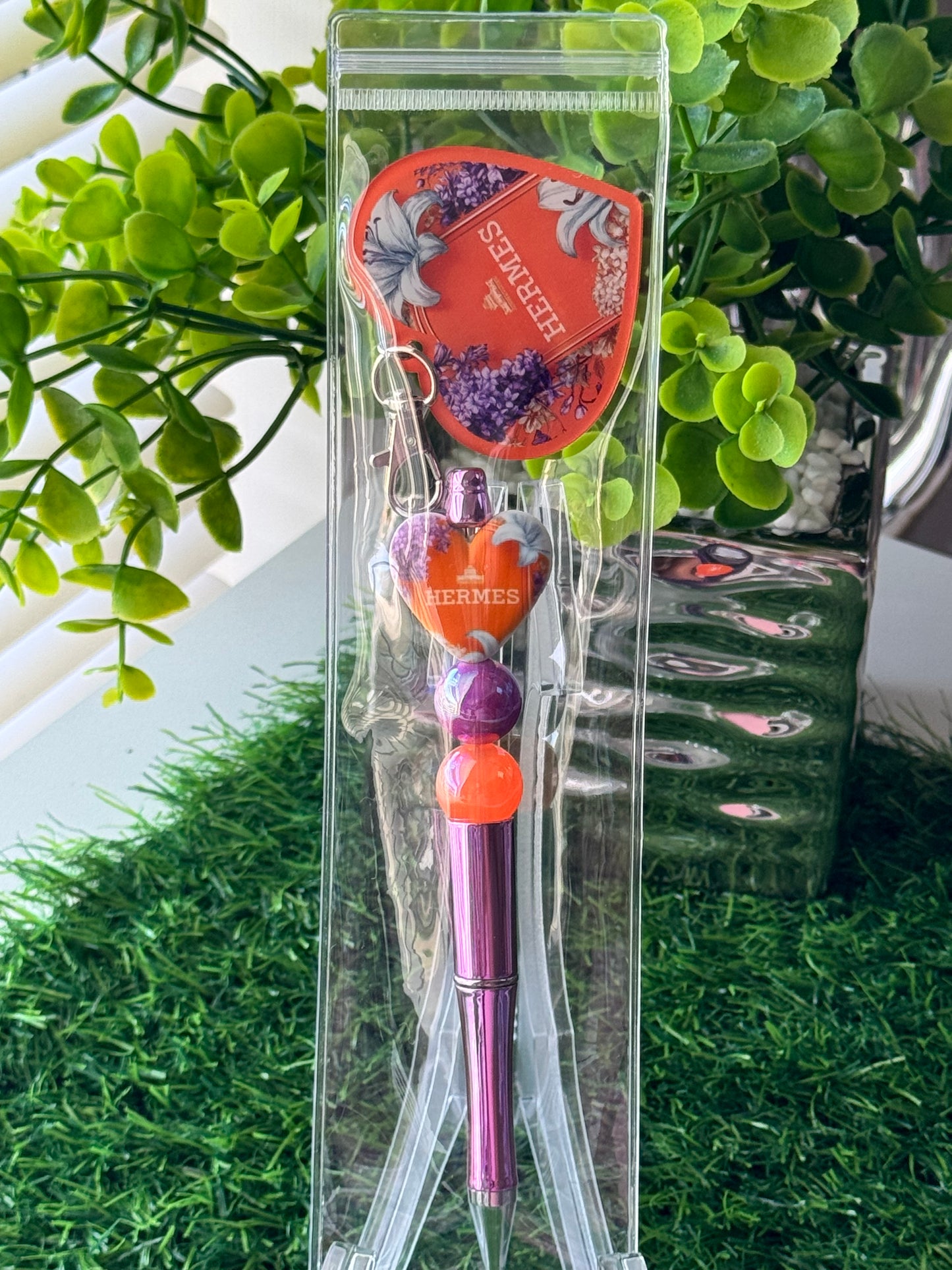 Beaded Pen + Matching Key Charm Set