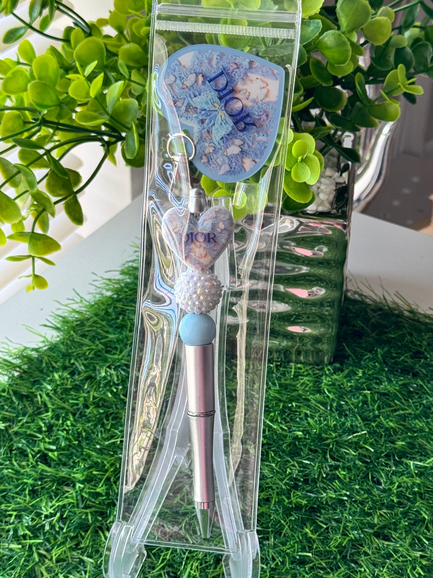 Beaded Pen + Matching Key Charm Set