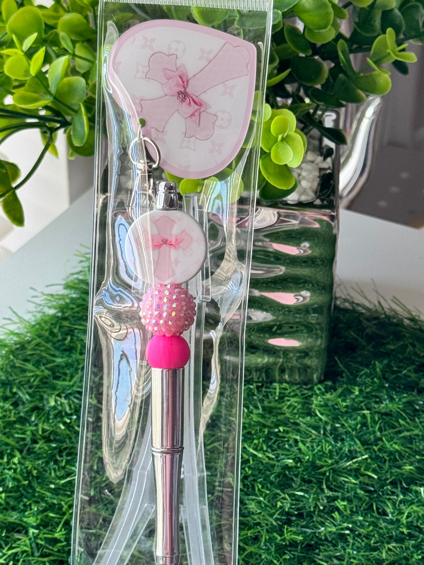 Beaded Pen + Matching Key Charm Set