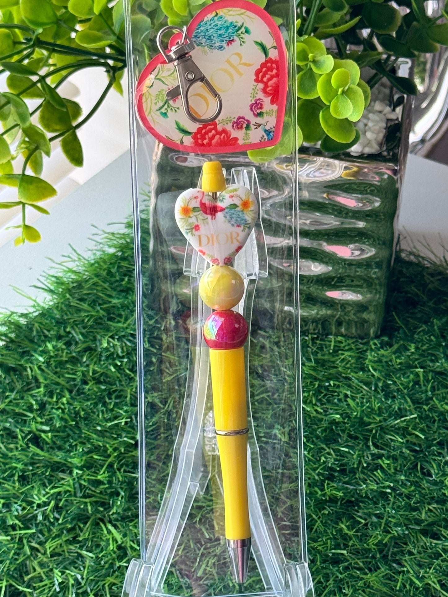 Beaded Pen + Matching Key Charm Set