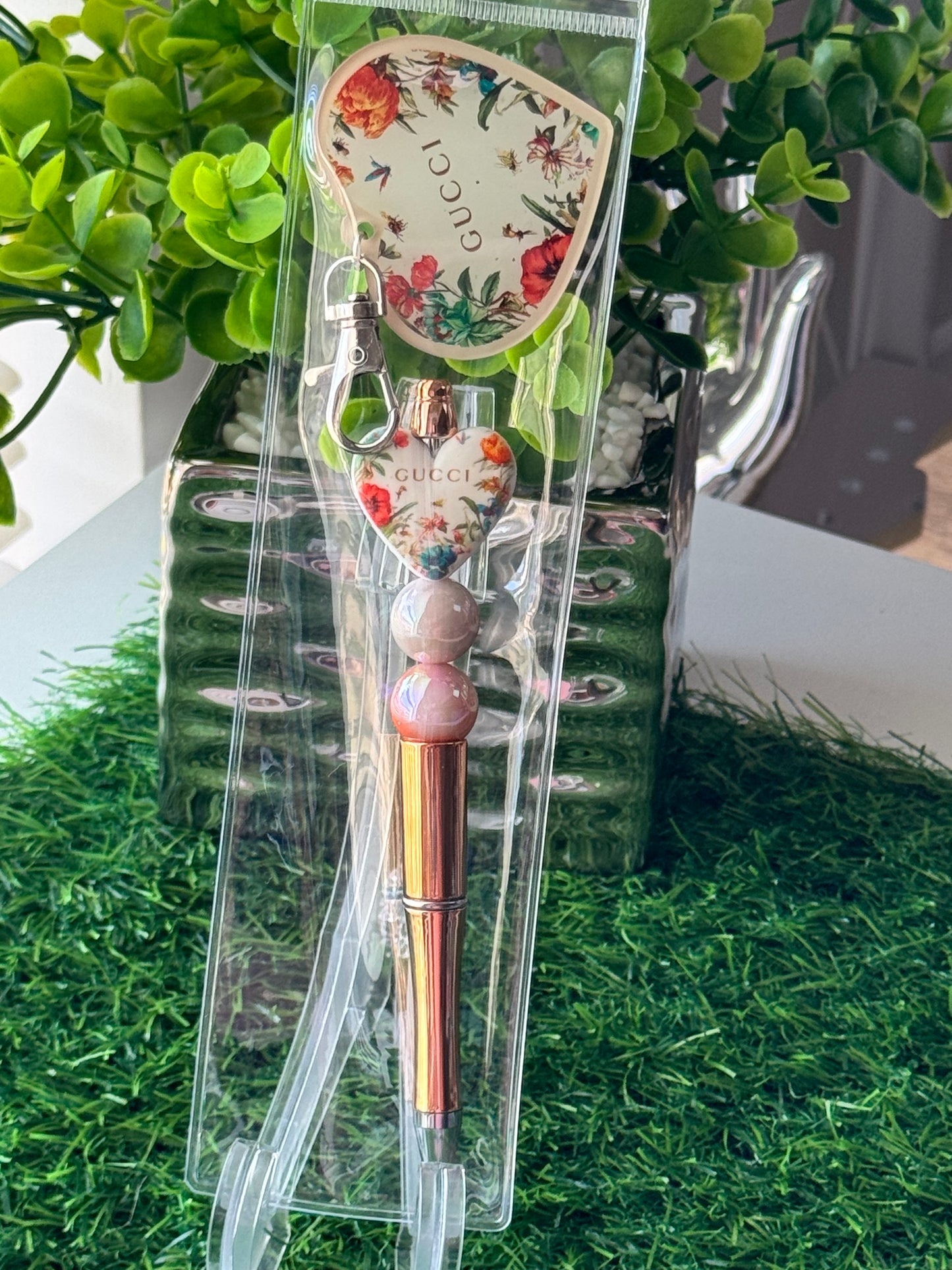 Beaded Pen + Matching Key Charm Set
