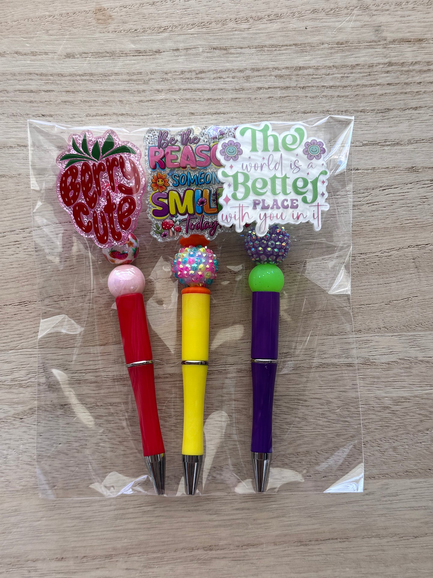 Acrylic Beaded Pen Set (Pack of 3)