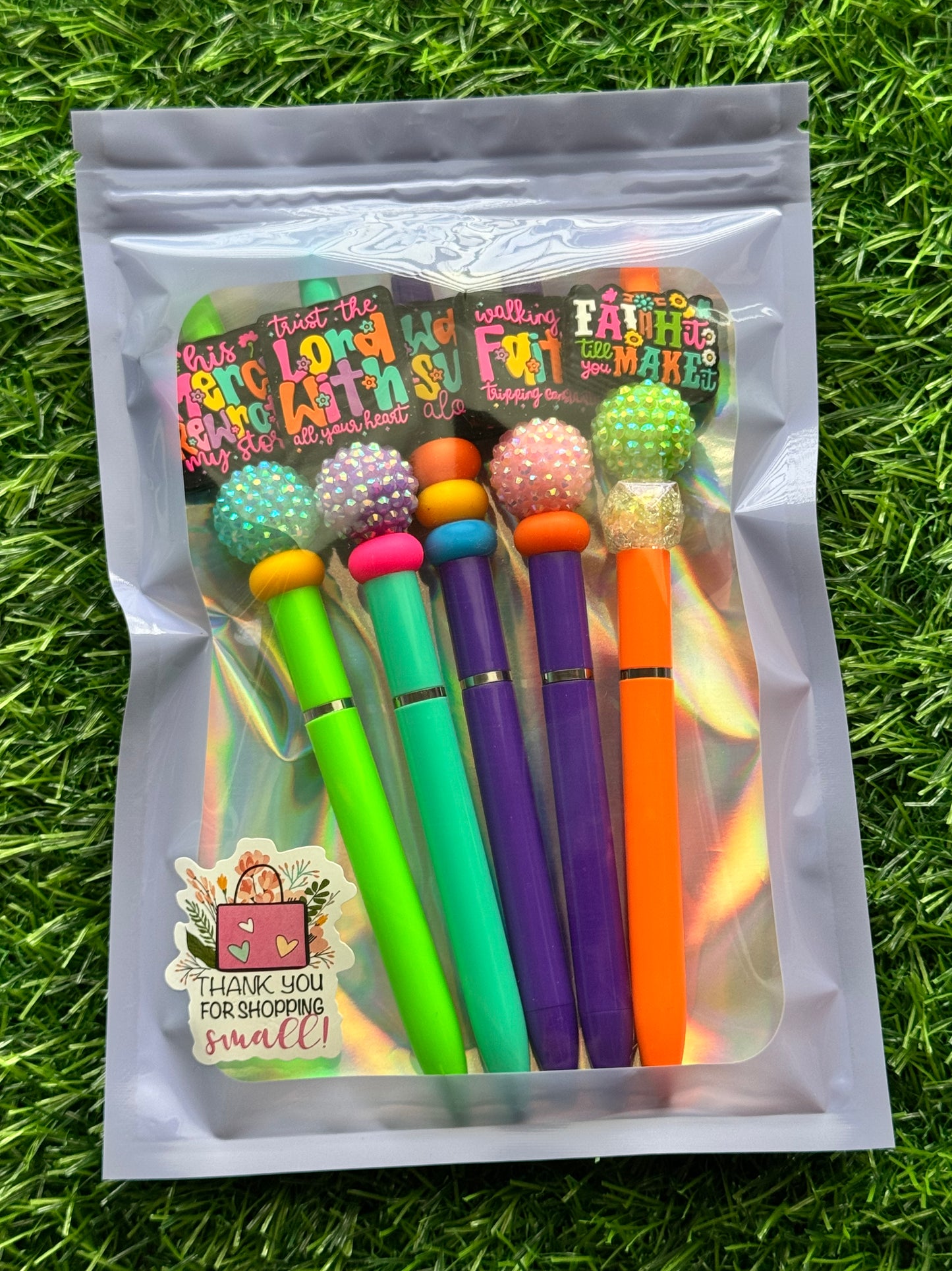 🌈 Colorful Grace Beaded Pens (5-Pack)