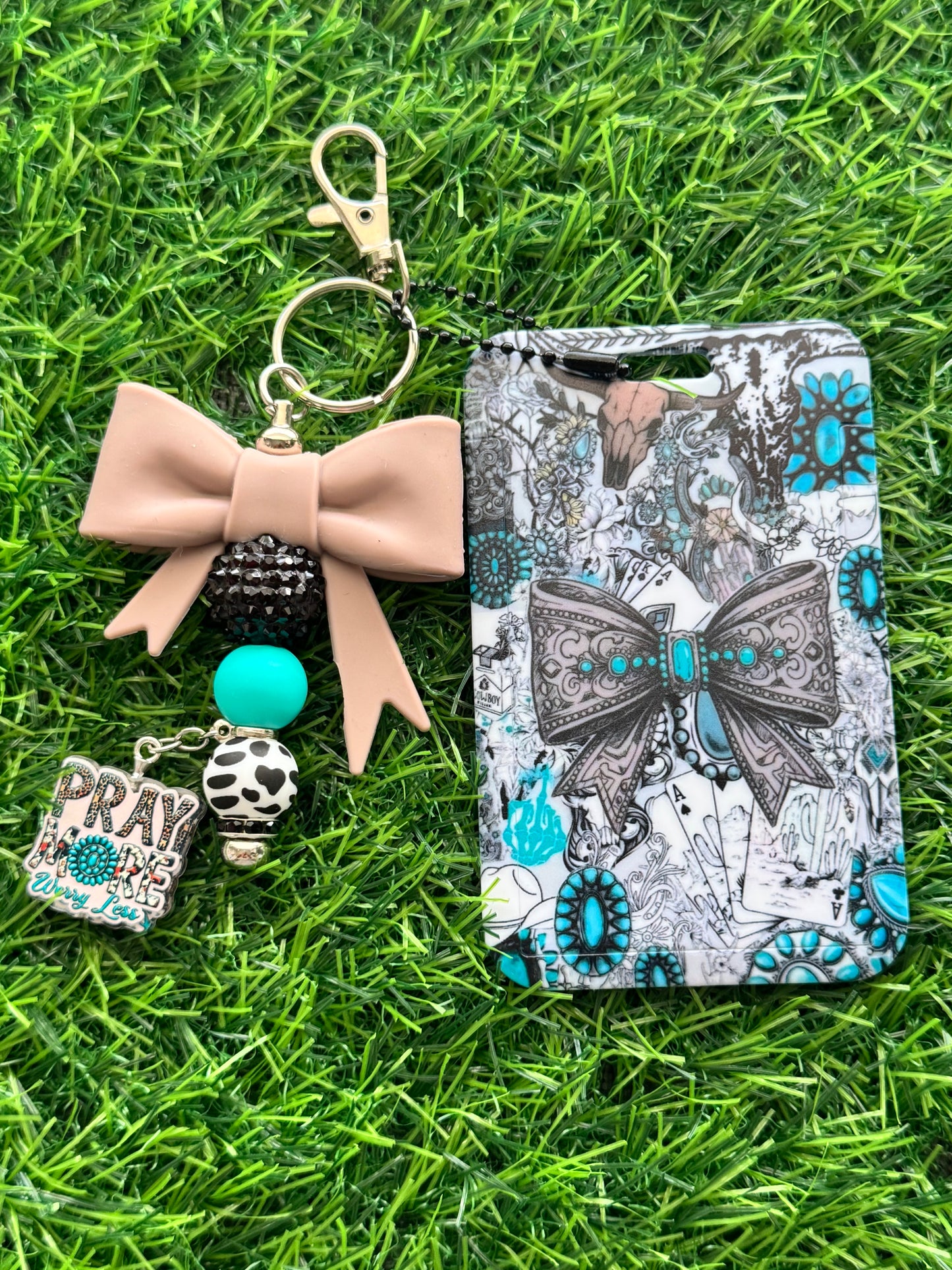 Faith-Inspired Badge Buddy with Beaded Bow Charm