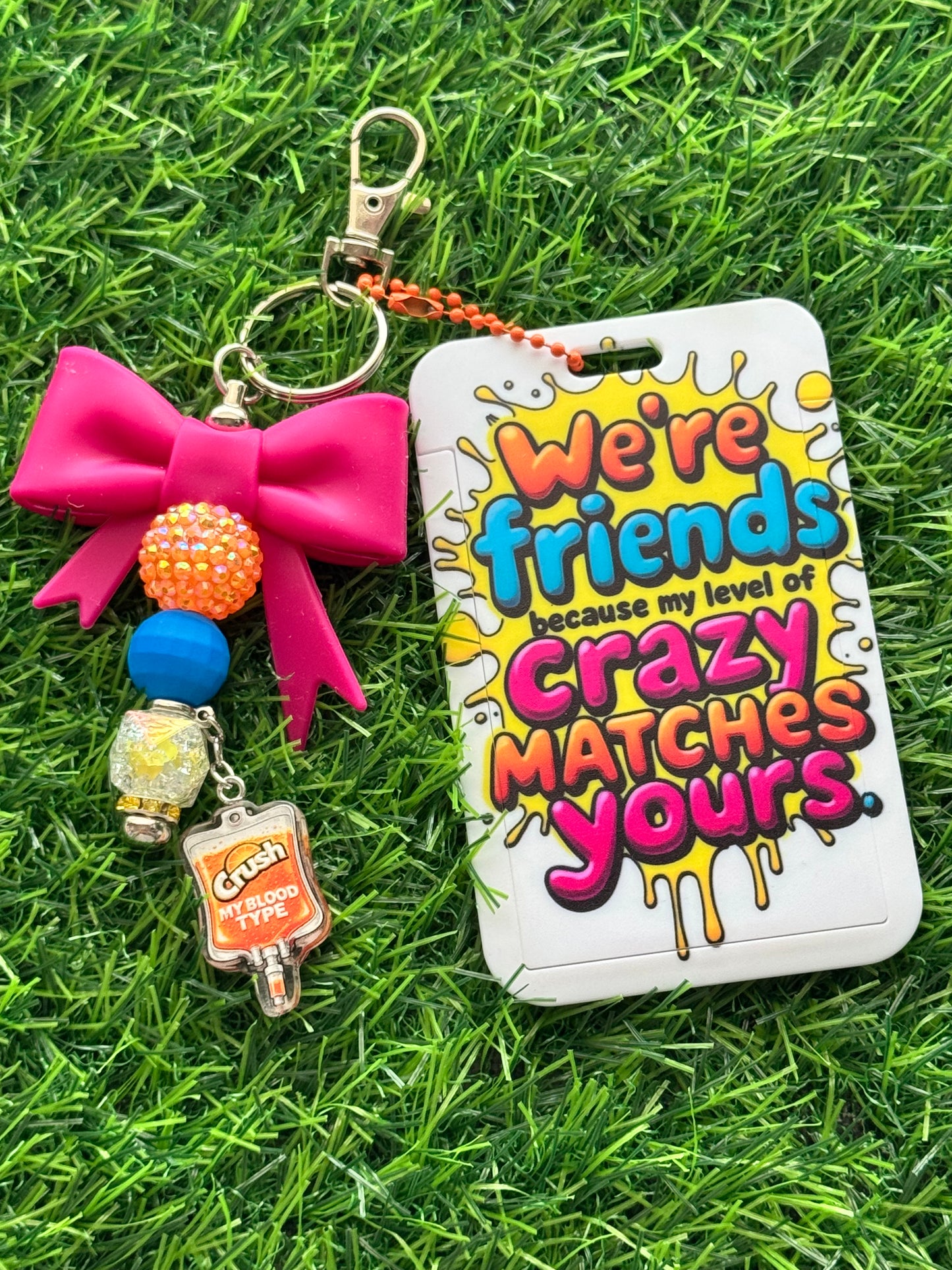 Faith-Inspired Badge Buddy with Beaded Bow Charm