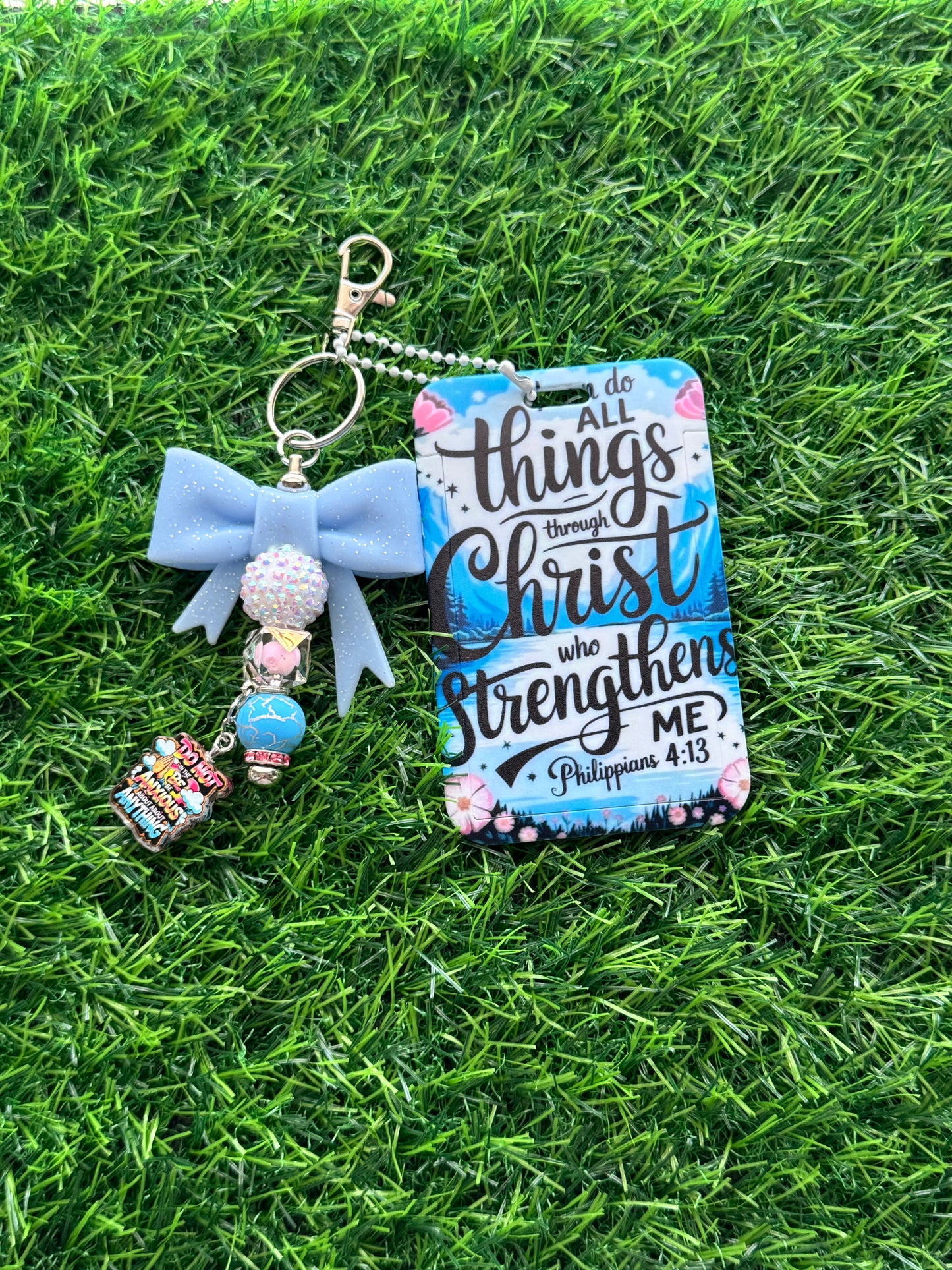Faith-Inspired Badge Buddy with Beaded Bow Charm