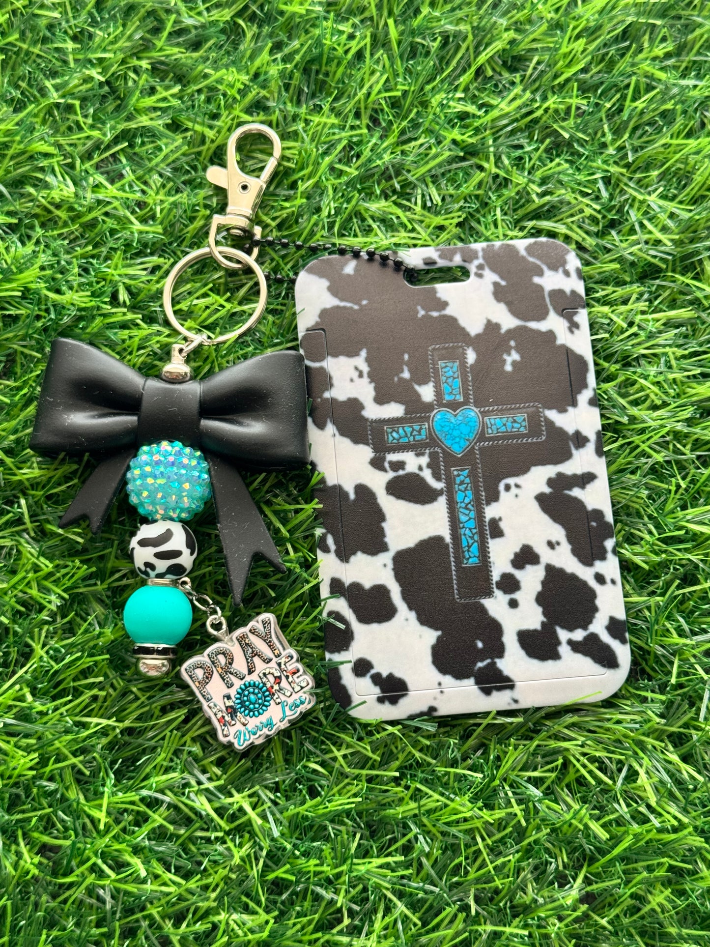 Faith-Inspired Badge Buddy with Beaded Bow Charm