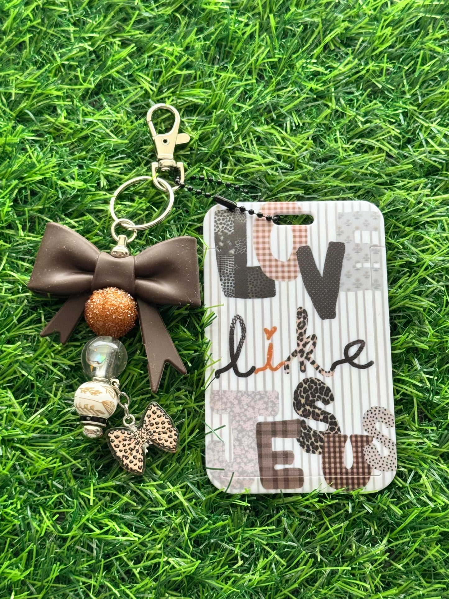 Faith-Inspired Badge Buddy with Beaded Bow Charm