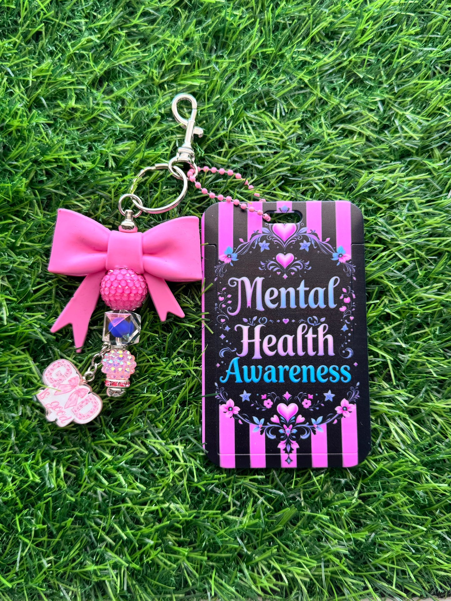 Faith-Inspired Badge Buddy with Beaded Bow Charm