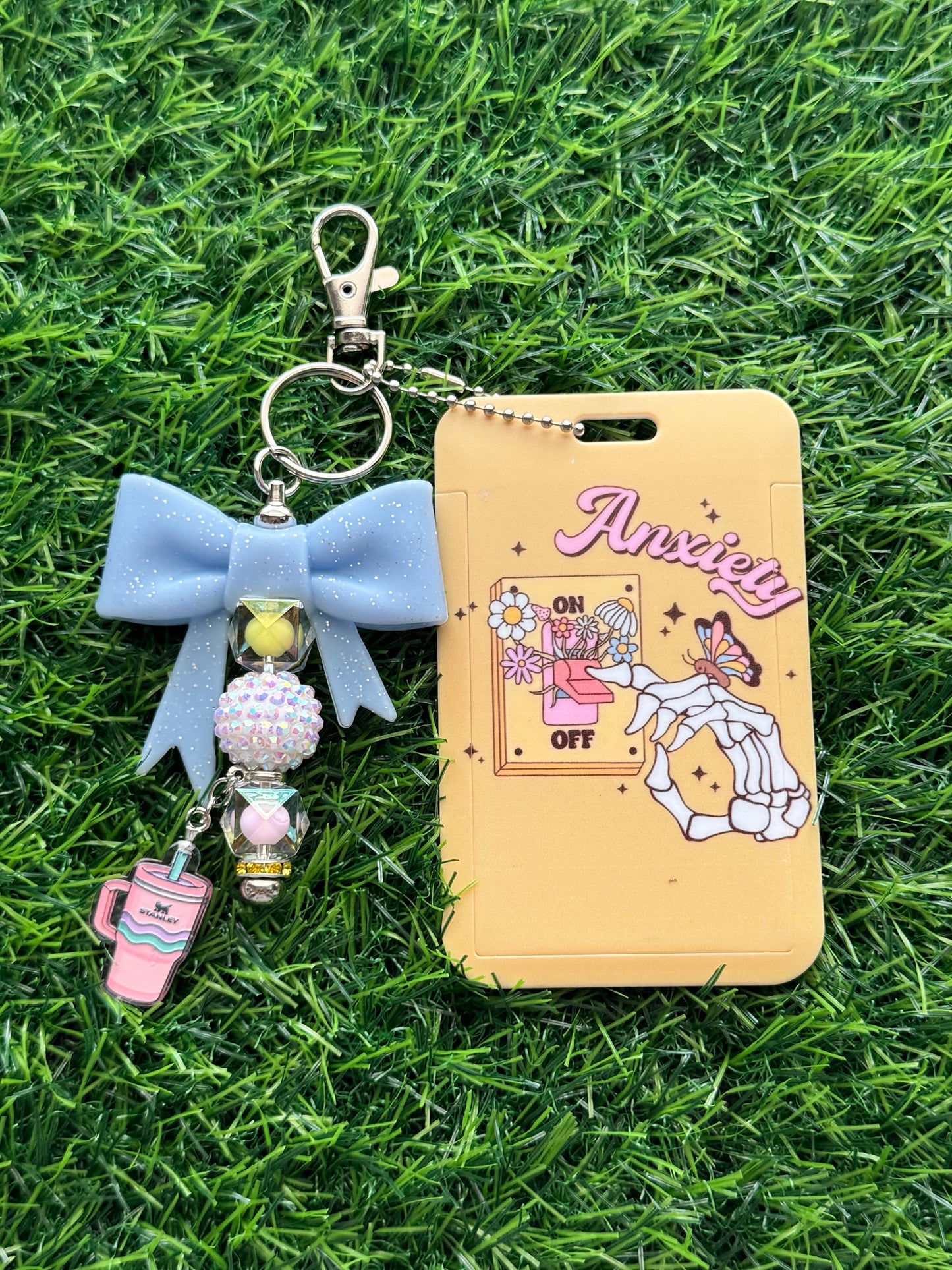 Faith-Inspired Badge Buddy with Beaded Bow Charm