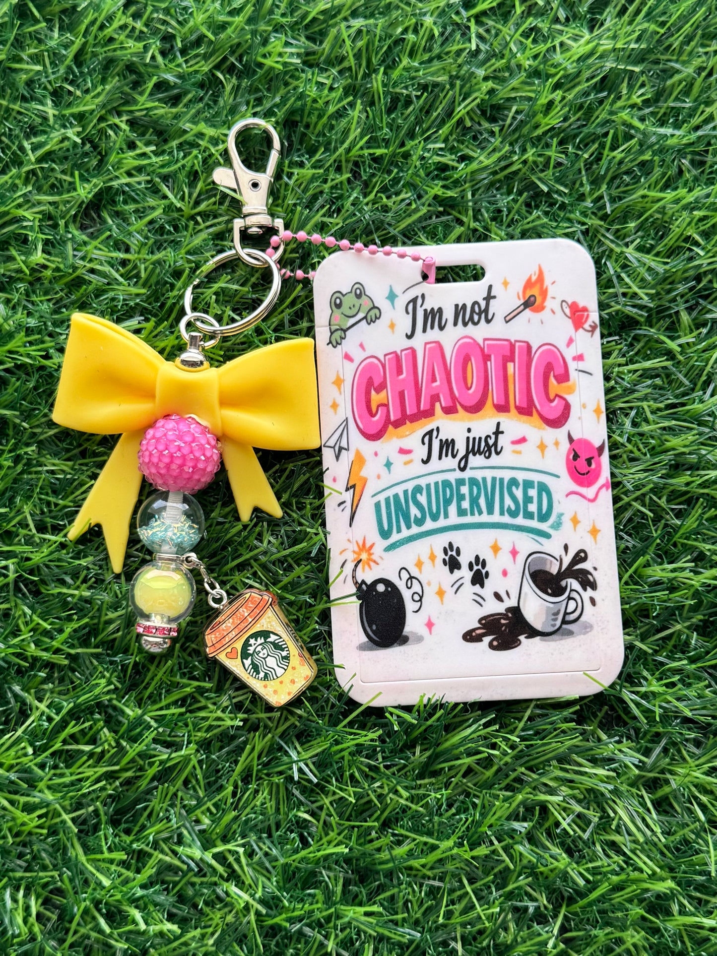 Faith-Inspired Badge Buddy with Beaded Bow Charm