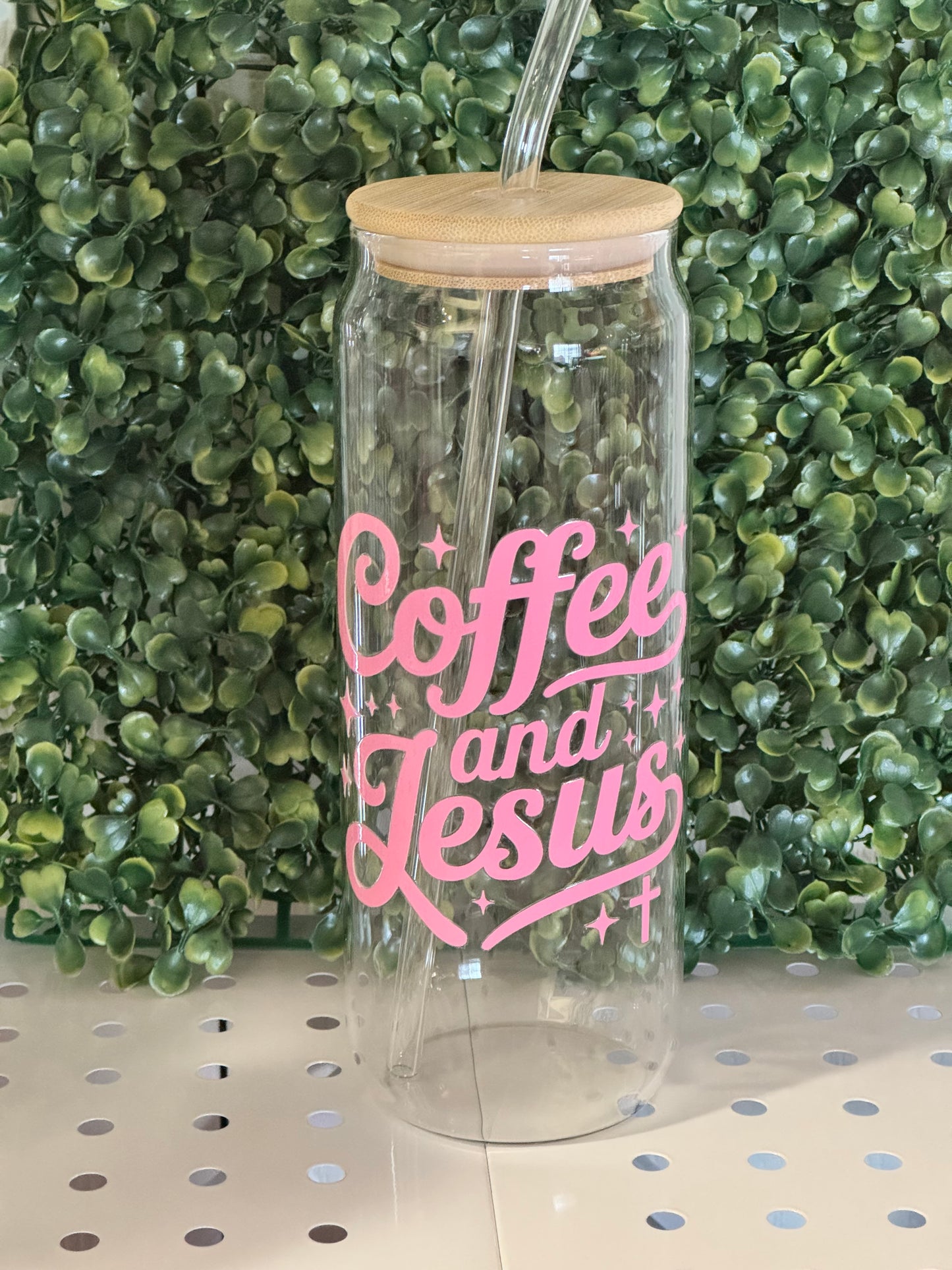 ☕ Coffee & Jesus 24oz Glass Tumbler