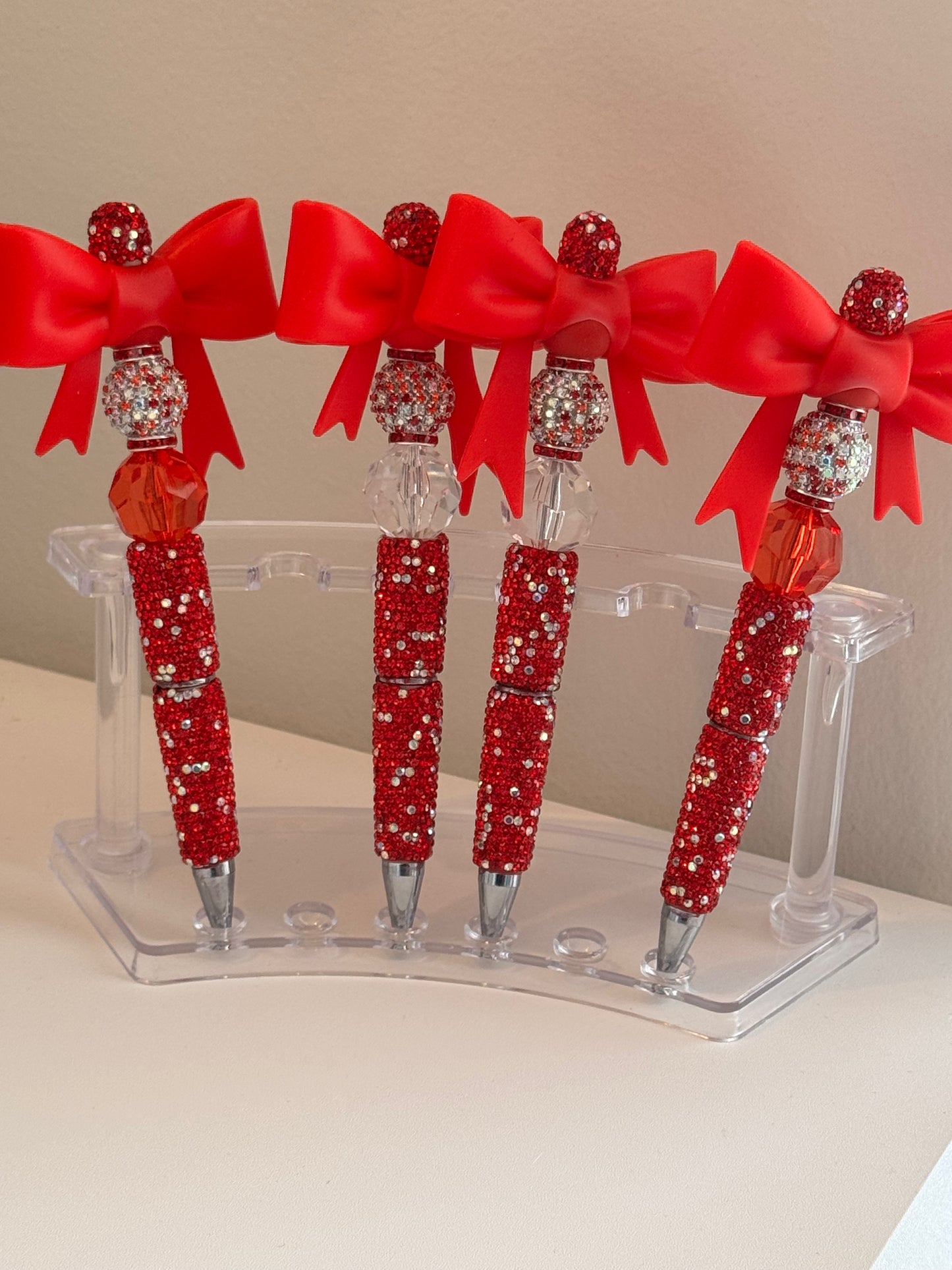 Valentine's Bow Beaded Pens